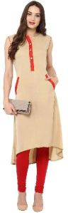 Janasya Women's Beige Indo Western Crepe Kurti