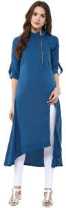 Janasya Women's Blue Indo Western Crepe Kurti