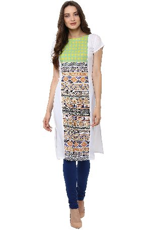 Janasya Women's Multicolor Printed Crepe Straight Kurti