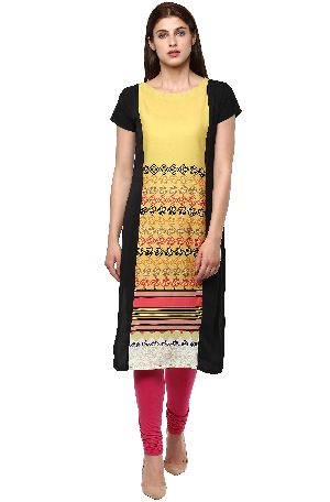 Janasya Women's Multicolor Printed Crepe Straight Kurti