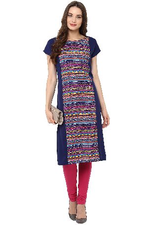 Janasya Women's Multicolor Printed Crepe Straight Kurti