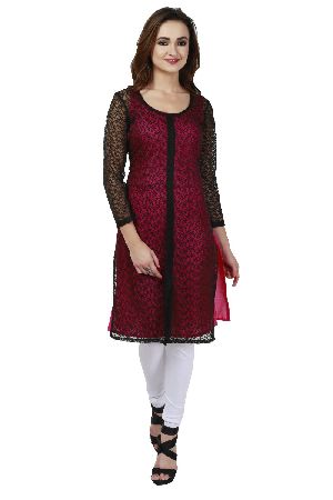 Janasya Women's Pink Cotton Kurti