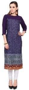 Janasya Women's Purple Digital Print Crepe Kurti