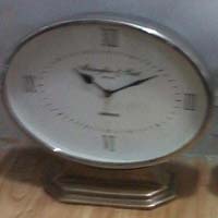 Nickel Finish Oval Table Clock