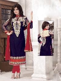 Shree Maa Fashion Beautiful Blue Cotton Embroidered Salwar Suit