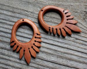 Wooden & Buffalo Bone Earrings