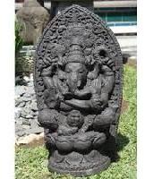 black ganesh stone statue