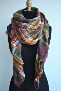 New Pashmina Wool Check Shawls and Scarves