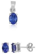 1.76Ct 925 Sterling Silver Blue Tanzanite Stone Stud Earring,Pendent J