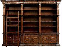 carved wooden bookcases