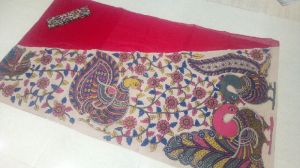 Kalamkari Chanderi Cross Pallu Sarees