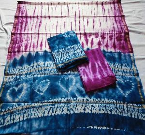 Unstitched Chanderi Silk Shibori Print Suits
