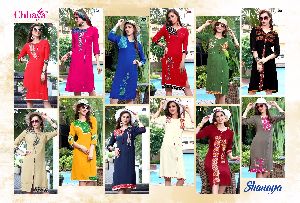 shanaya vol -5 Heavy rayon quality work n petrrun concept Kurti