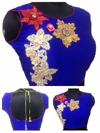 Patch Work Blue Saree Blouse