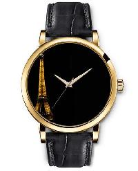 Ladies Circular Dial  Black Leather Wrist Watch