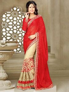 Half Embroidered Sarees