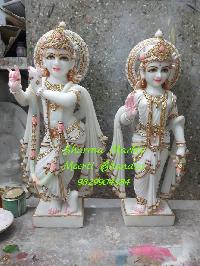 Radha Krishna Pure White Statue