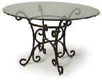 Round Steel Table with Glass