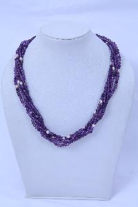 Amethyst Pearl Beaded Necklace