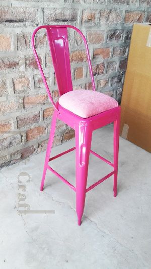 Metal bar stool with cushion seat