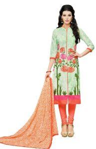 Ladies Flavour Multicolor Chanderi Cotton Embroidered Unstitched Dress