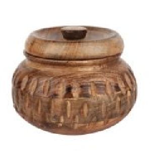 Styled Wooden Bowl with Lid