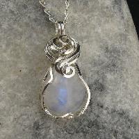 Sterling Silver Rainbow Moonstone Necklace