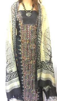 Unstitched Designer Pure Silk Kantha Stitch Suits