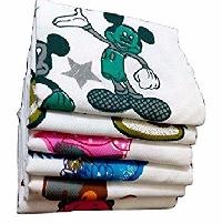 Cartoon Printed White Cotton Bath Towel