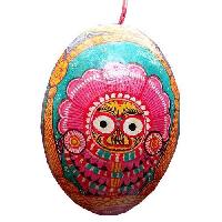 Hanging Hand Carved Painted Coconut