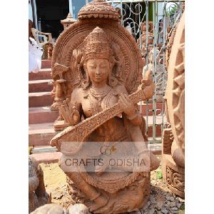 Sandstone Saraswati sitting statue