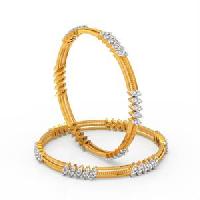 Magic Wand Diamond Gold Bangles