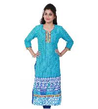Turquoise Embroidered Women's Kurti