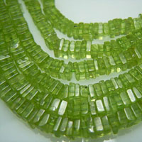 Peridot Faceted Heishi Cut Flat Square Shaped Beads