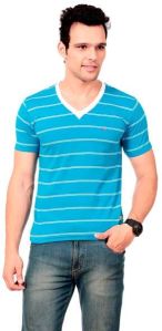 Mens Striped V-Neck T-Shirt