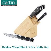 7255 Cartini 5 Pcs. Knife Set With Rubber Wood Block