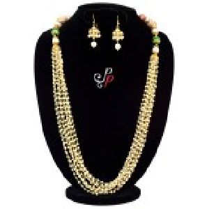 Long Pearl Necklace set in 10 Lines Taar Malas