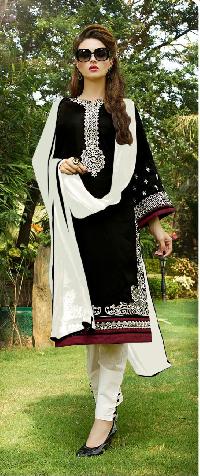Black Cotton Straight Churidar Salwar Suits