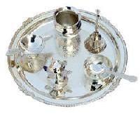 silver plated pooja thali