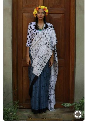 Cotton Batik Print Sarees with Blouse