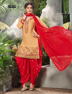 Embroidered Dhoti Style Cotton Salwar Kameez