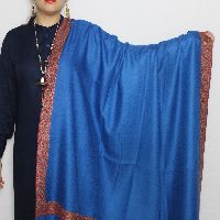 Blue Golden Border Sozni Pashmina Shawl