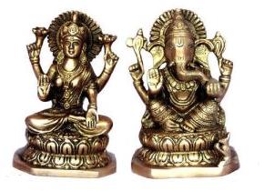 Brass Laxmi Ganesh Statue