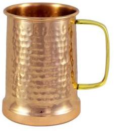 Copper beer mug with brass handle