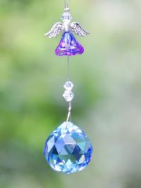 Blue Flower Angel Crystal Hanging Suncatcher