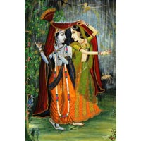 Code No. 559 Radha Krishana Rain Canvas Paintings