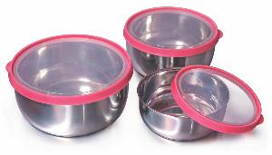 3 Pcs Transparent Lid Fresca Bowl Set