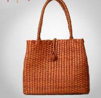 Ladies Leather Hand Woven Tote Bag