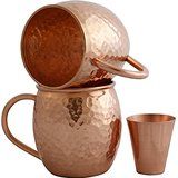 HAMMERED COPPER MUG WITH PLAIN SHOT GLASS..