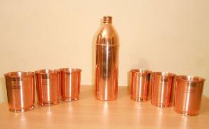 Pure Copper Bottle With Glass.